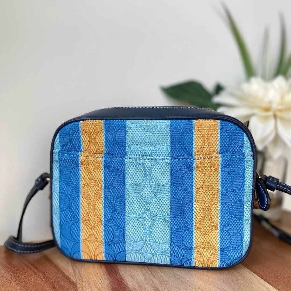 NWT COACH‎ MINI CAMERA BAG IN SIGNATURE JACQUARD WITH STRIPES